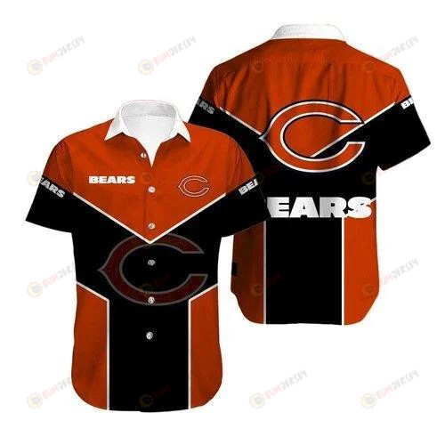 Chicago Bears Curved Hawaiian Shirt In Orange Black Pattern