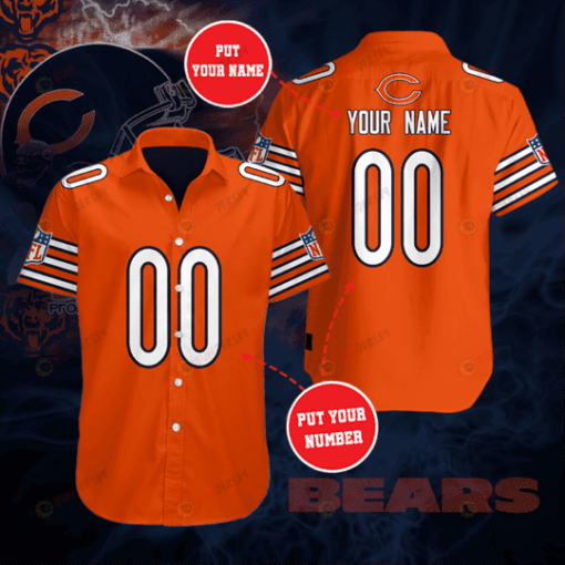 Chicago Bears Custom Name And Number Curved Hawaiian Shirt