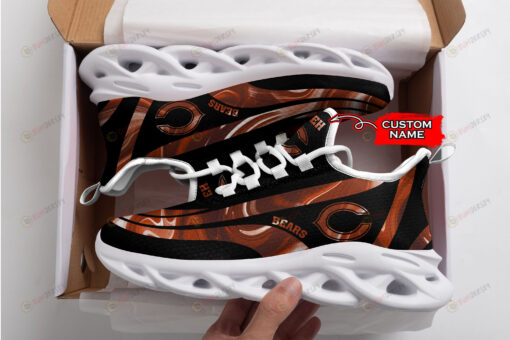 Chicago Bears Logo Color Strip Pattern Custom Name 3D Max Soul Sneaker Shoes