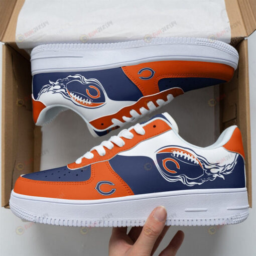 Chicago Bears Logo Fireball Pattern Air Force 1 Printed In Orange Blue