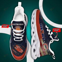 Chicago Bears Logo Flag Pattern Custom Name 3D Max Soul Sneaker Shoes