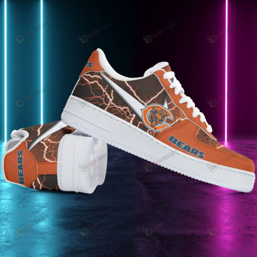 Chicago Bears Logo Lightning Pattern Air Force 1 Printed In Orange