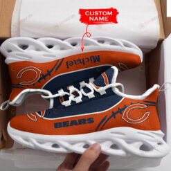 Chicago Bears Logo Pattern 3D Max Soul Sneaker Shoes In Blue And Orange