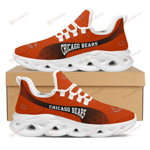 Chicago Bears Logo Pattern 3D Max Soul Sneaker Shoes In Orange Red