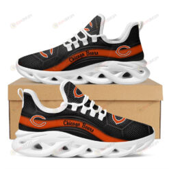 Chicago Bears Logo Pattern Custom Name 3D Max Soul Sneaker Shoes In Black And Orange