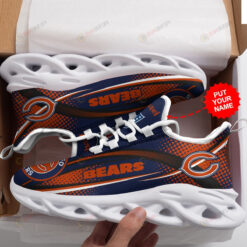 Chicago Bears Logo Pattern Custom Name 3D Max Soul Sneaker Shoes In Blue And Orange