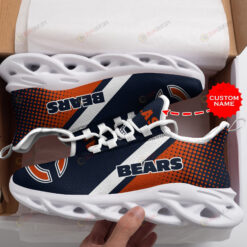 Chicago Bears Logo Pattern Custom Name 3D Max Soul Sneaker Shoes In Orange And Blue