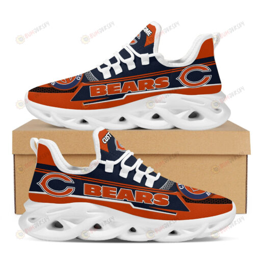 Chicago Bears Logo Pattern Custom Name 3D Max Soul Sneaker Shoes In Orange Blue Navy