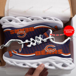 Chicago Bears Logo Pattern Custom Name 3D Max Soul Sneaker Shoes In Purple And Orange