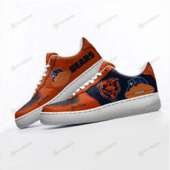 Chicago Bears Logo Pattern Custom Name Air Force 1 Printed In Orange Dark Blue