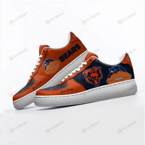 Chicago Bears Logo Pattern Custom Name Air Force 1 Printed In Orange Dark Blue