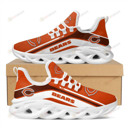 Chicago Bears Logo Pattern In Orange Custom Name 3D Max Soul Sneaker Shoes