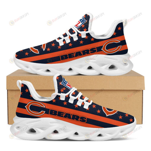 Chicago Bears Logo Stripe And Stars Pattern 3D Max Soul Sneaker Shoes