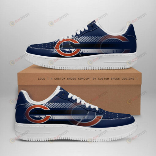 Chicago Bears Logo Stripe Pattern Air Force 1 Printed In Blue