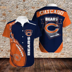 Chicago Bears Navy Orange Limited Edition Curved Hawaiian Shirt