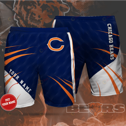 Chicago Bears Navy White Custom Name Hawaiian Shorts Summer Shorts Men Shorts - Print Shorts