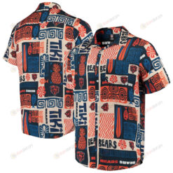 Chicago Bears Orange/Tan Tiki Floral Button-Up Woven Hawaiian Shirt