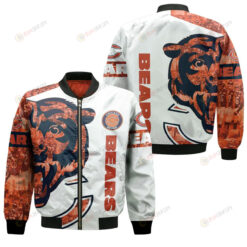 Chicago Bears Pattern Bomber Jacket - White And Orange