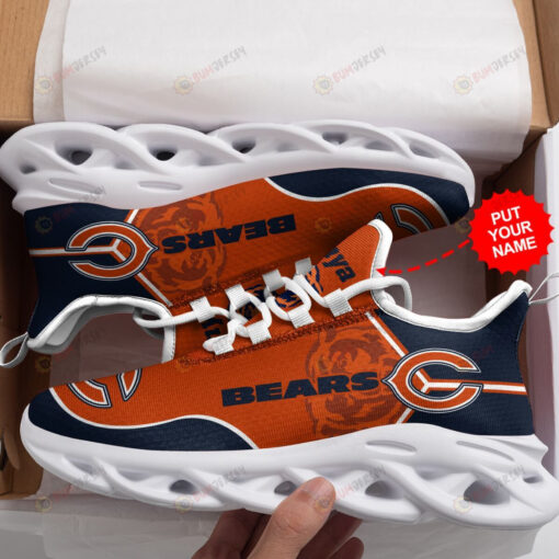 Chicago Bears Pattern In Blue And Orange Custom Name 3D Max Soul Sneaker Shoes