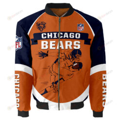 Chicago Bears Players Running Pattern Bomber Jacket - Orange