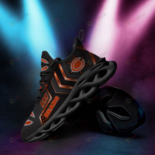 Chicago Bears Stripe 3D Max Soul Sneaker Shoes In Black