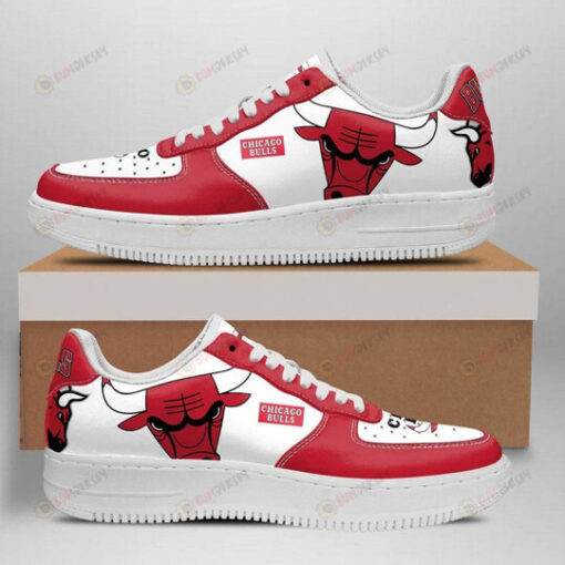 Chicago Bull Logo Pattern Air Force 1 Printed In Red White