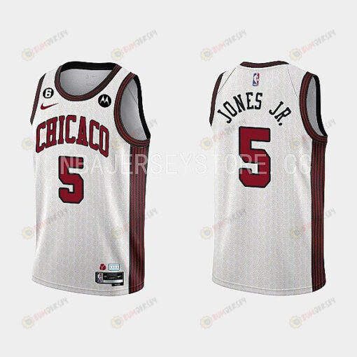 Chicago Bulls 5 Derrick Jones Jr. 2022-23 City Edition White Men Jersey