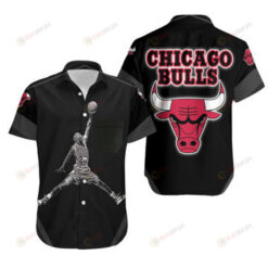 Chicago Bulls Buffalo Pattern Curved Hawaiian Shirt In Red & Black