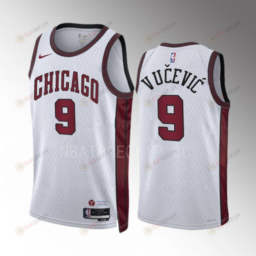 Chicago Bulls Nikola Vucevic 9 2022-23 City Edition White Jersey Swingman