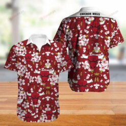 Chicago Bulls Red Paisey Pattern Short Sleeve Curved Hawaiian Shirt