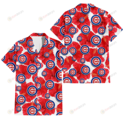 Chicago Cubs Big Red Hibiscus White Background 3D Hawaiian Shirt