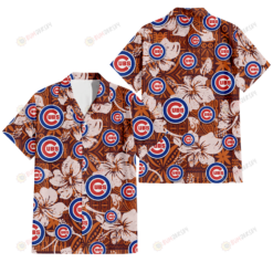 Chicago Cubs Bisque Hibiscus Brown Pattern 3D Hawaiian Shirt