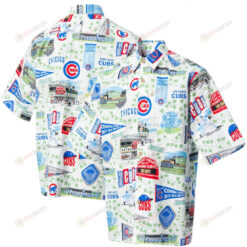 Chicago Cubs Button-Up Scenic Hawaiian Shirt - White