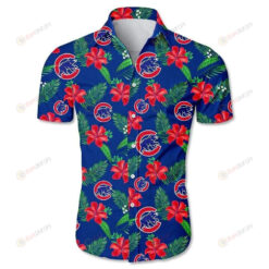 Chicago Cubs Curved Hawaiian Shirt Tropical Flower
