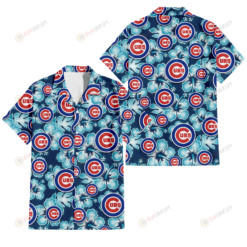 Chicago Cubs Dark Turquoise Hibiscus Navy Background 3D Hawaiian Shirt