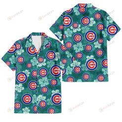 Chicago Cubs Light Sea Green Hibiscus Green Background 3D Hawaiian Shirt