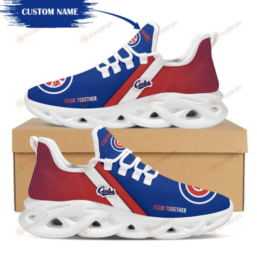 Chicago Cubs Logo Custom Name Pattern In Red And Blue 3D Max Soul Sneaker Shoes