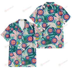 Chicago Cubs Pastel Hibiscus Palm Leaf Tiny Dot Green Background 3D Hawaiian Shirt