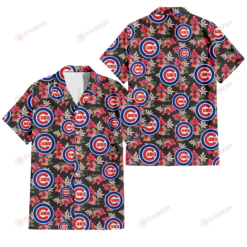 Chicago Cubs Pink Hibiscus Orchid Brown Background 3D Hawaiian Shirt