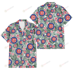 Chicago Cubs Pink Hibiscus Porcelain Flower Tropical Leaf White Background 3D Hawaiian Shirt