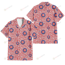 Chicago Cubs Tiny White Hibiscus Pattern Red Background 3D Hawaiian Shirt
