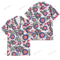 Chicago Cubs White Hibiscus Green Leaf White Background 3D Hawaiian Shirt