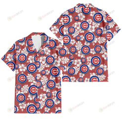 Chicago Cubs White Hibiscus Indian Red Background 3D Hawaiian Shirt