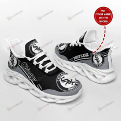 Chicago White Sox Black And Grey Team Logo Custom Name 3D Max Soul Shoes Sneaker