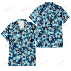 Chicago White Sox Dark Turquoise Hibiscus Navy Background 3D Hawaiian Shirt