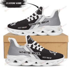 Chicago White Sox Logo Custom Name Pattern 3D Max Soul Sneaker Shoes In Black And Gray