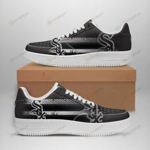 Chicago White Sox Logo Stripe Pattern Air Force 1 Printed In Black