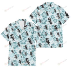 Chicago White Sox Pale Turquoise Hibiscus Light Cyan Background 3D Hawaiian Shirt
