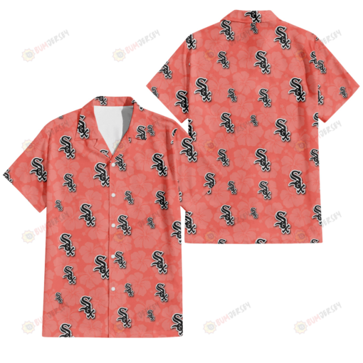 Chicago White Sox Peach Puff Hibiscus Tomato Orange Background 3D Hawaiian Shirt