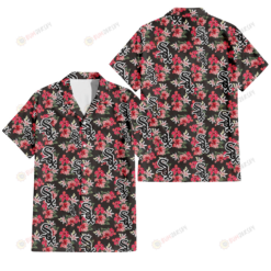 Chicago White Sox Pink Hibiscus Orchid Brown Background 3D Hawaiian Shirt